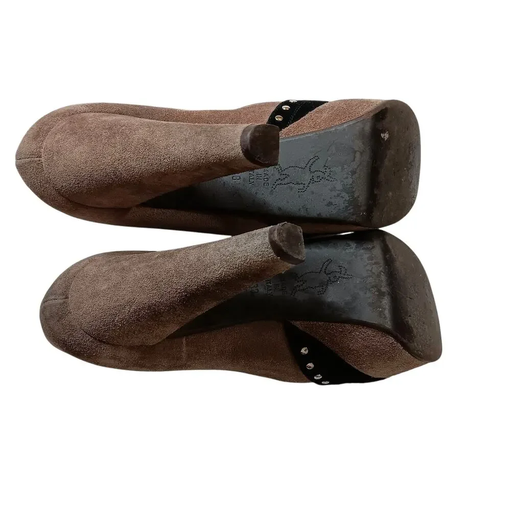 Retro Y2K Marni Platform Studded Suede High Heels 38 Punk Avant‎ Garde Coquette